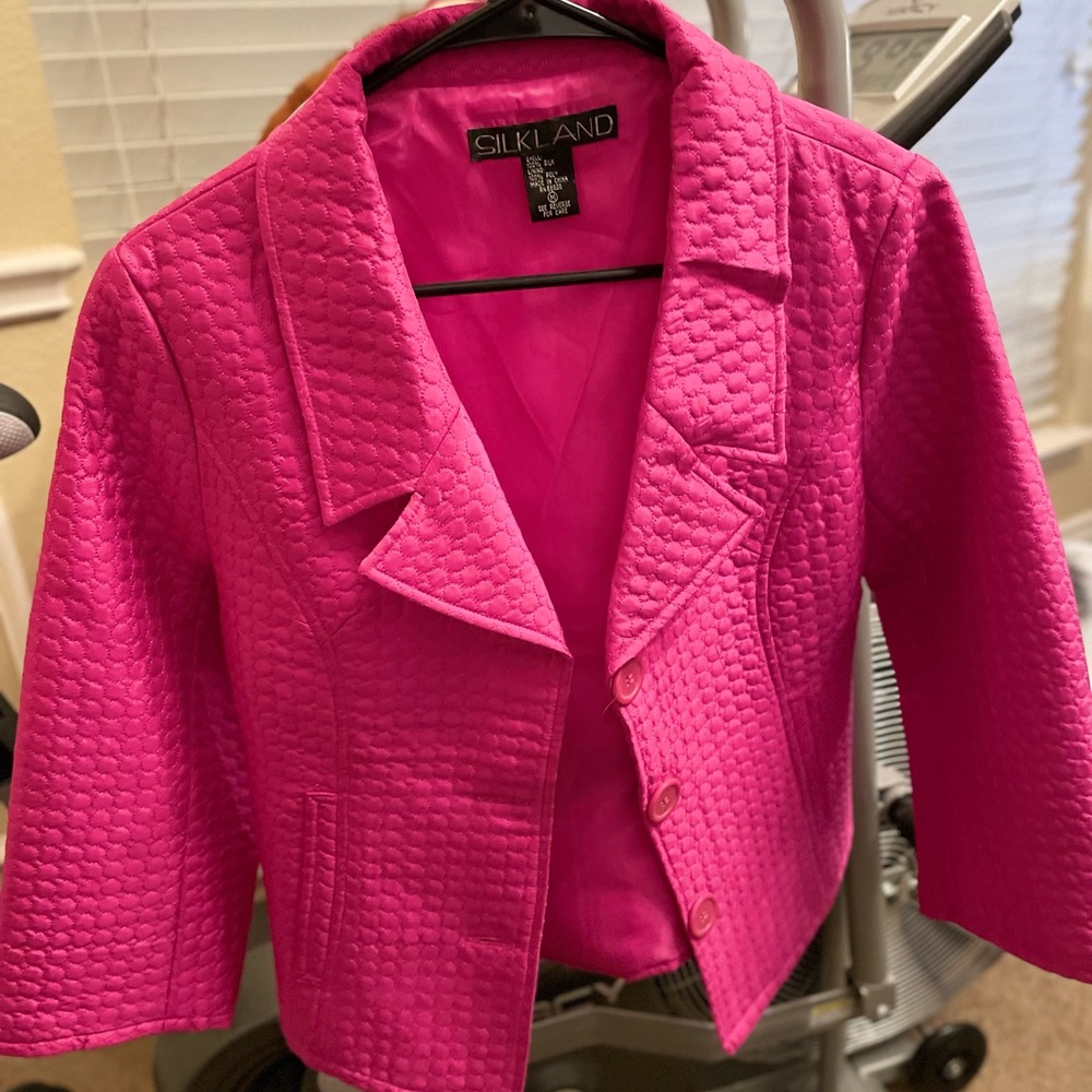 100% silk hot pink jacket.